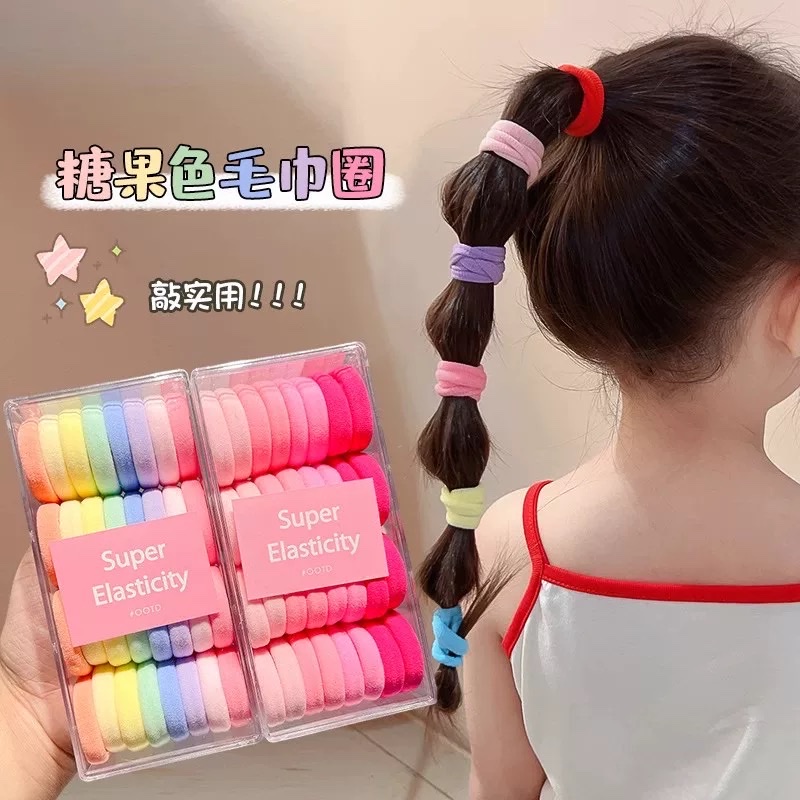 Children's high appearance level hair band, hair tie, hair band for girls, large size without damaging hair, high ponytail hair tie, high elasticity rubber band cover details Picture