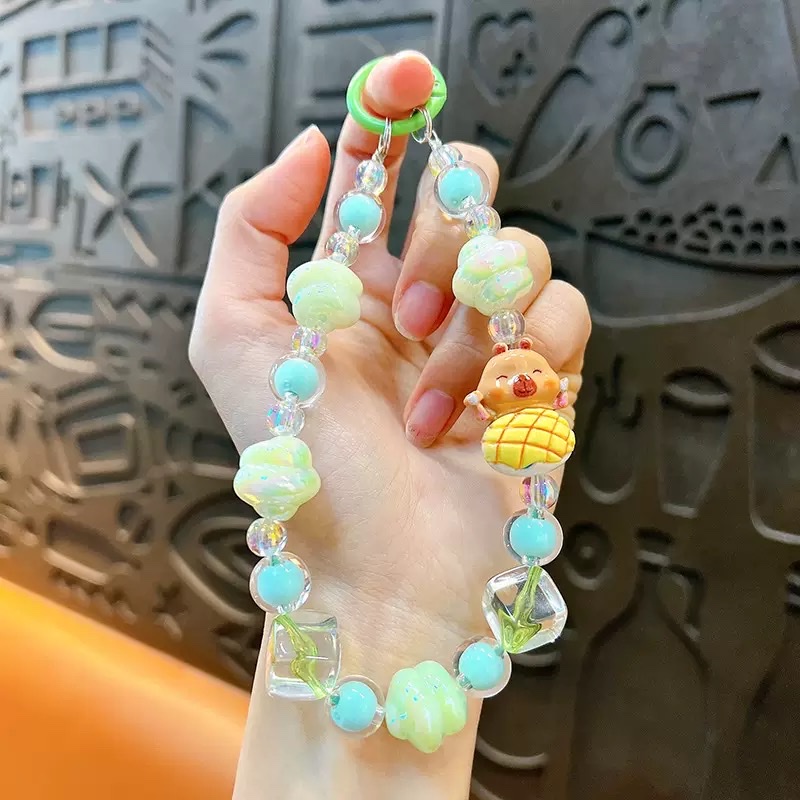 Wholesale of the same luminous kabipala beaded mobile phone chain, keychain, women's bag accessories and small gifts as Douyin live streaming detail image 7