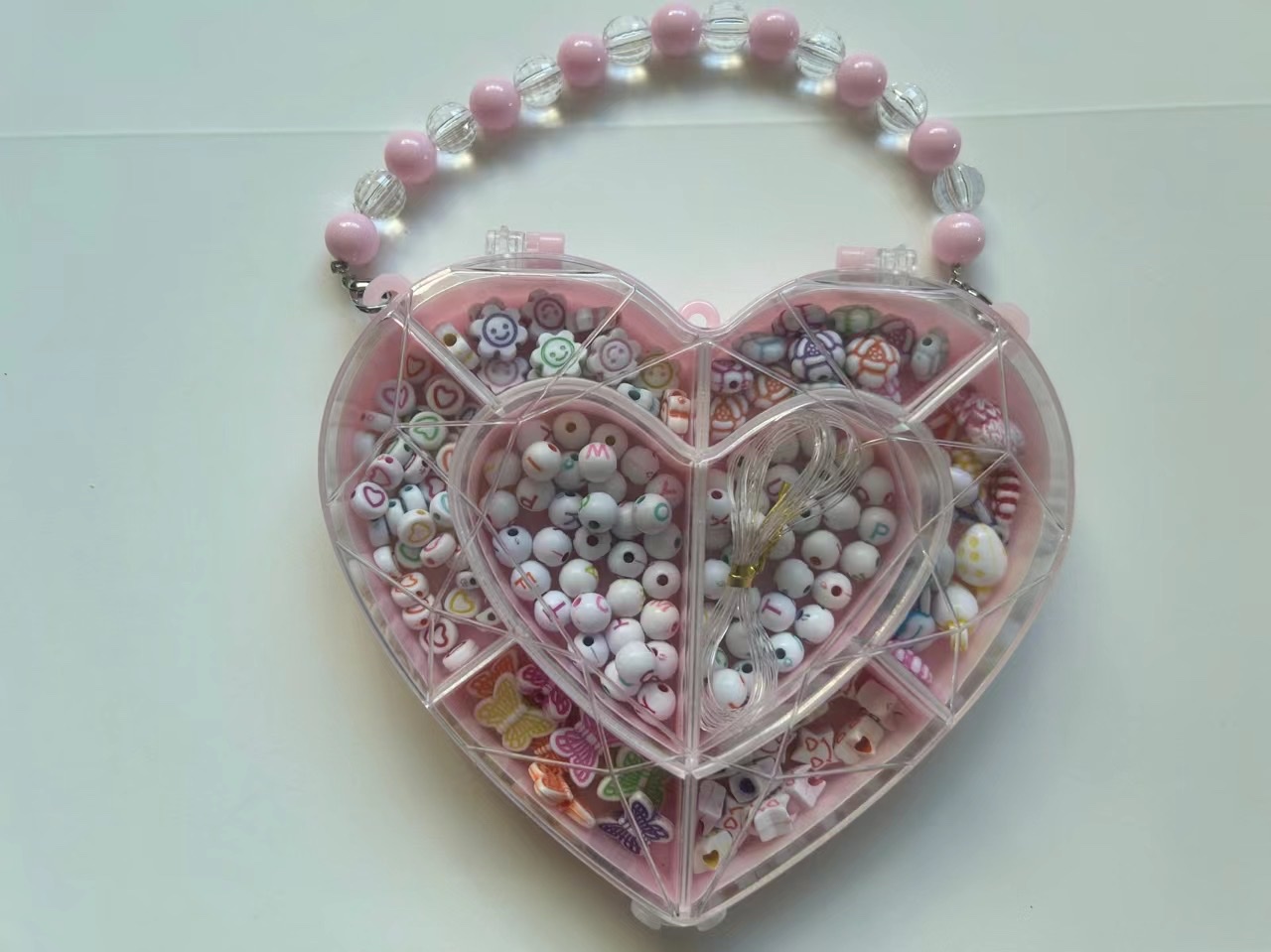 手提爱心盒串珠字母珠DIY益智玩具儿童动手动脑协调训练内销外贸