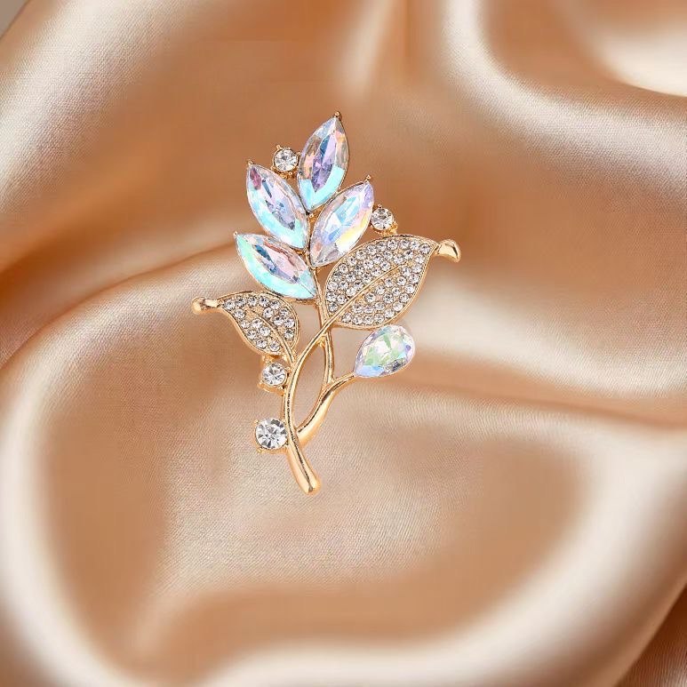 时尚女士水晶树叶胸服装装饰韩版收腰胸针配饰简约百搭详情图9