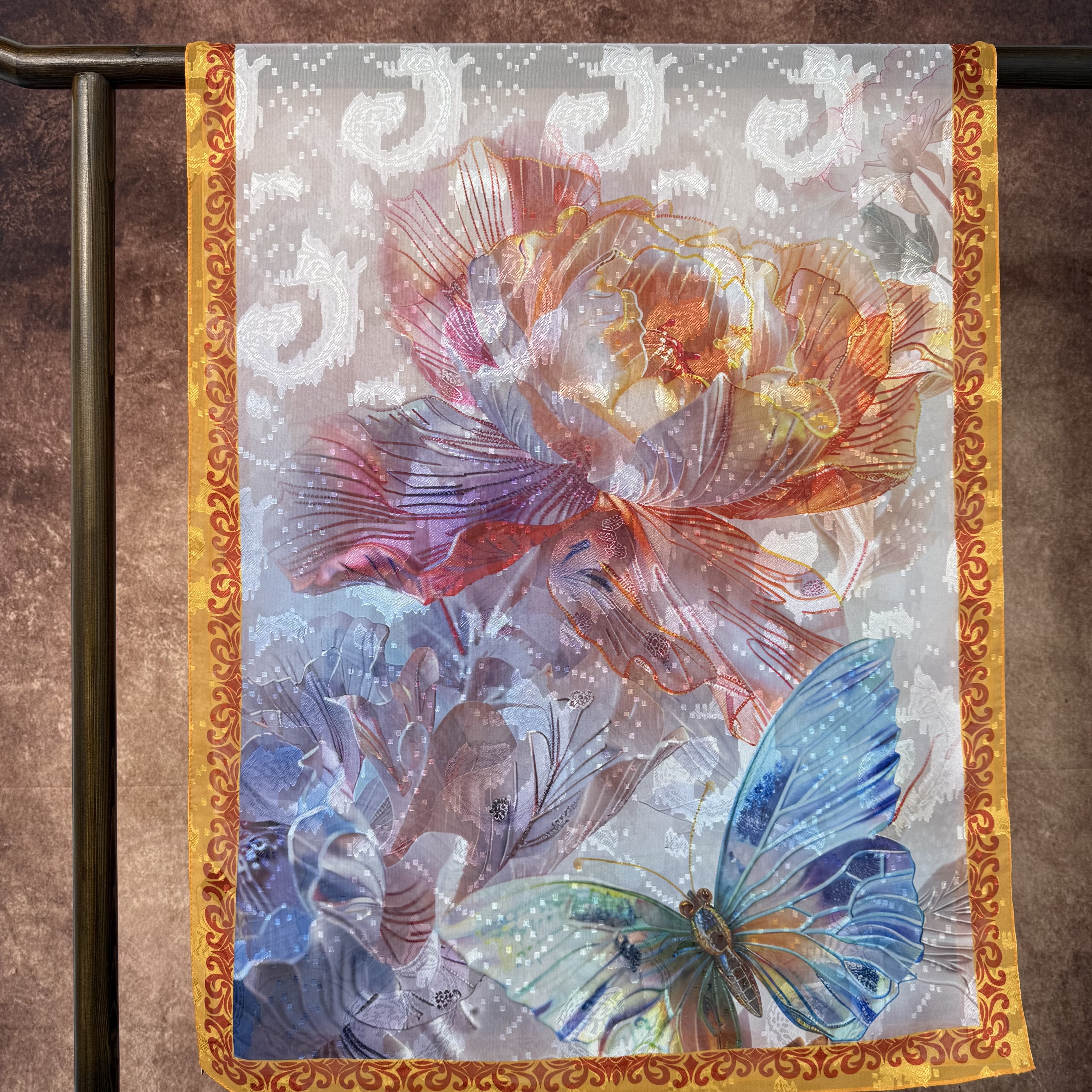 Flower Butterfly New Chinese-style national style versatile shawl and scarf Cut Flower Long scarf 70*180