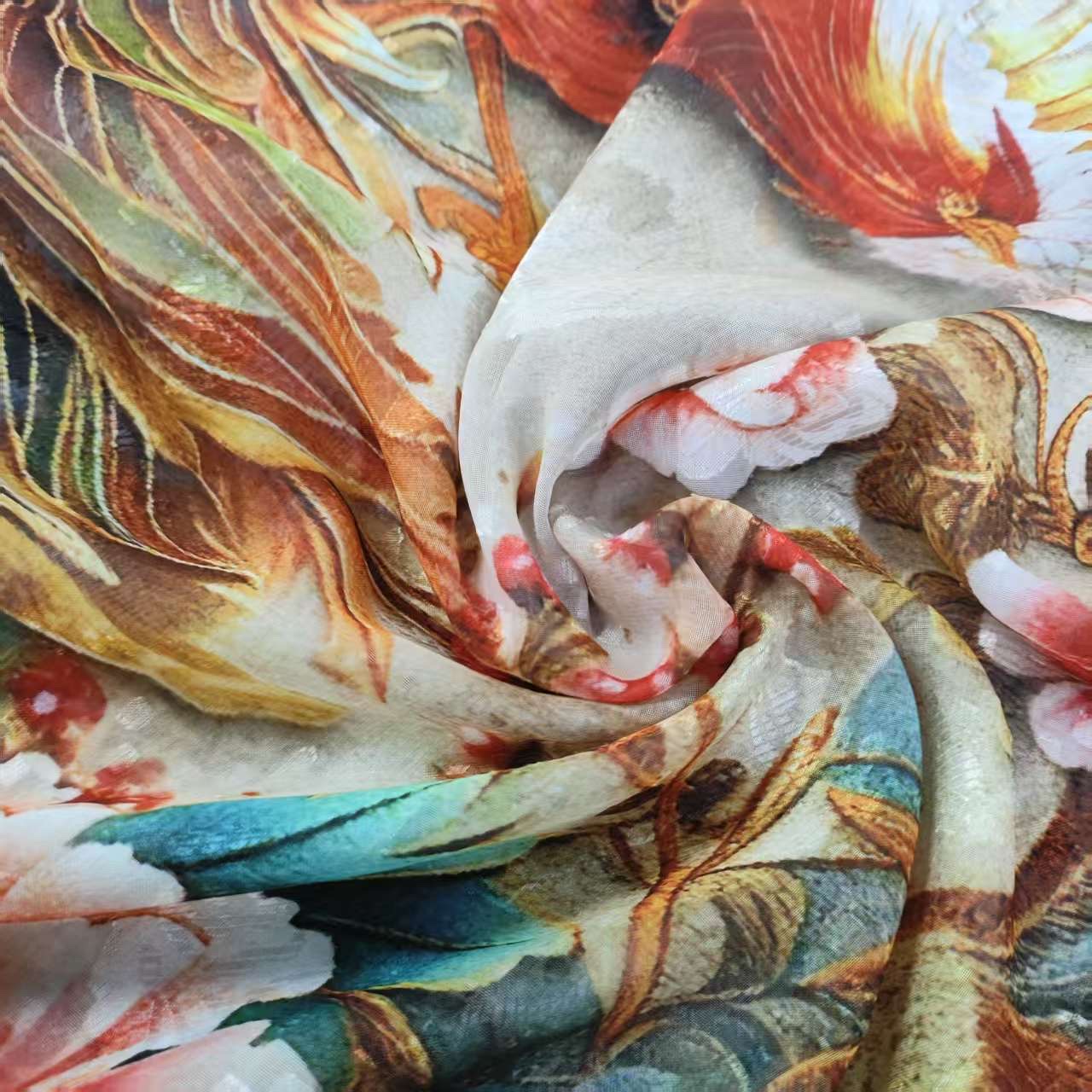 Phoenix Peony New Chinese-style national style versatile shawl and scarf Cut Flower Long Scarf 70*180 detail image 2
