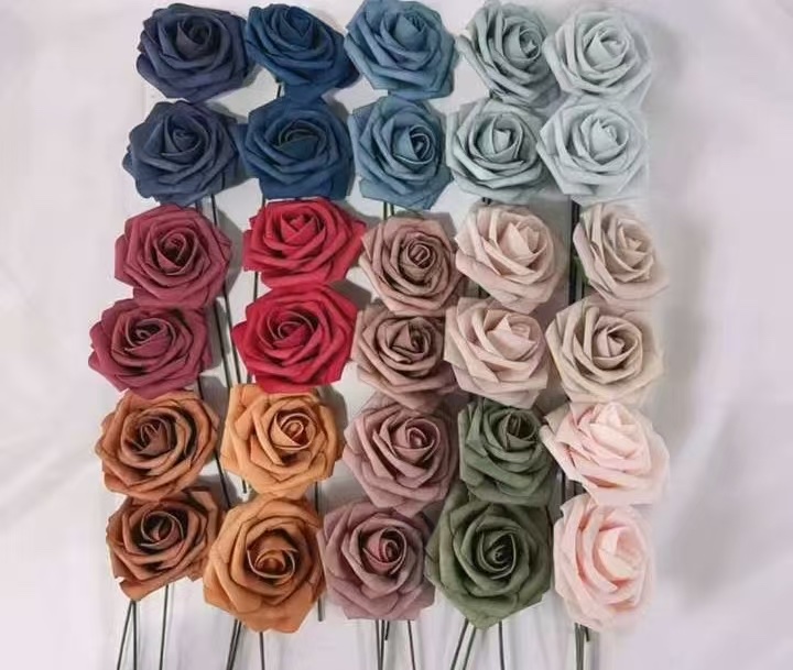 泡沫玫瑰仿真花8厘米客厅家居520白色教师节办公室田园婚庆高级