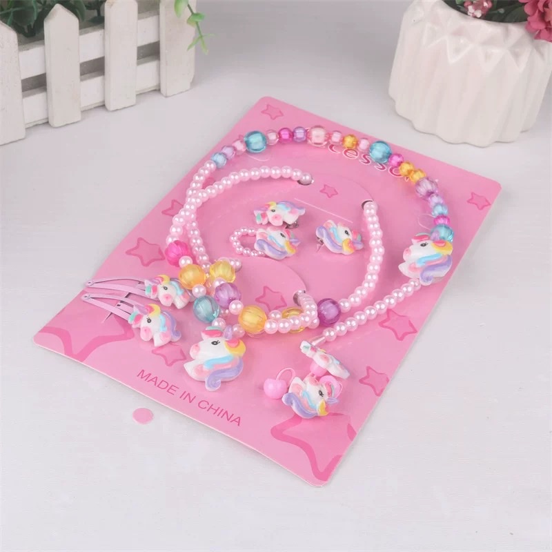 儿童首饰公主花朵项链手链套装发箍7件套装小女孩生日六一礼品详情图2