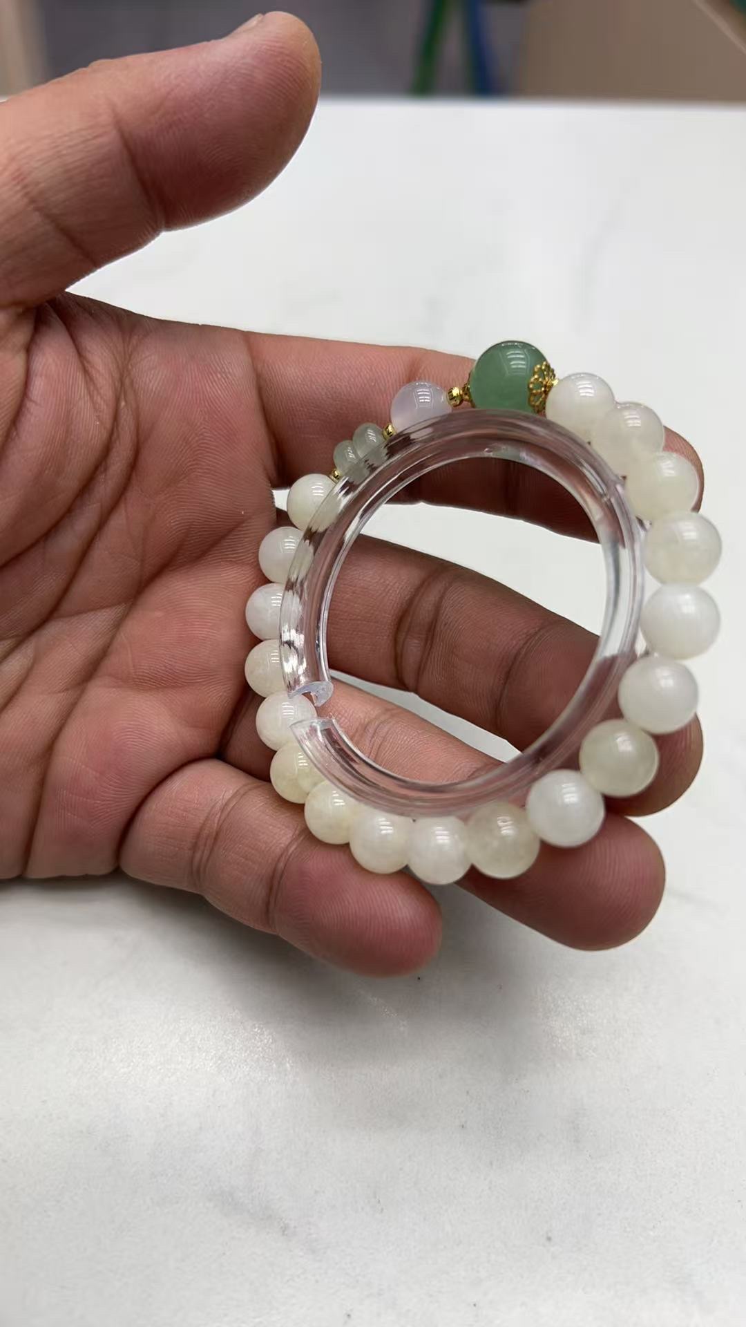 Burmese yellow jade bracelet accessories, handcrafted jewelry accessories, bracelet decoration accessories, matching accessories, simple matching of jade bracelets Specification image
