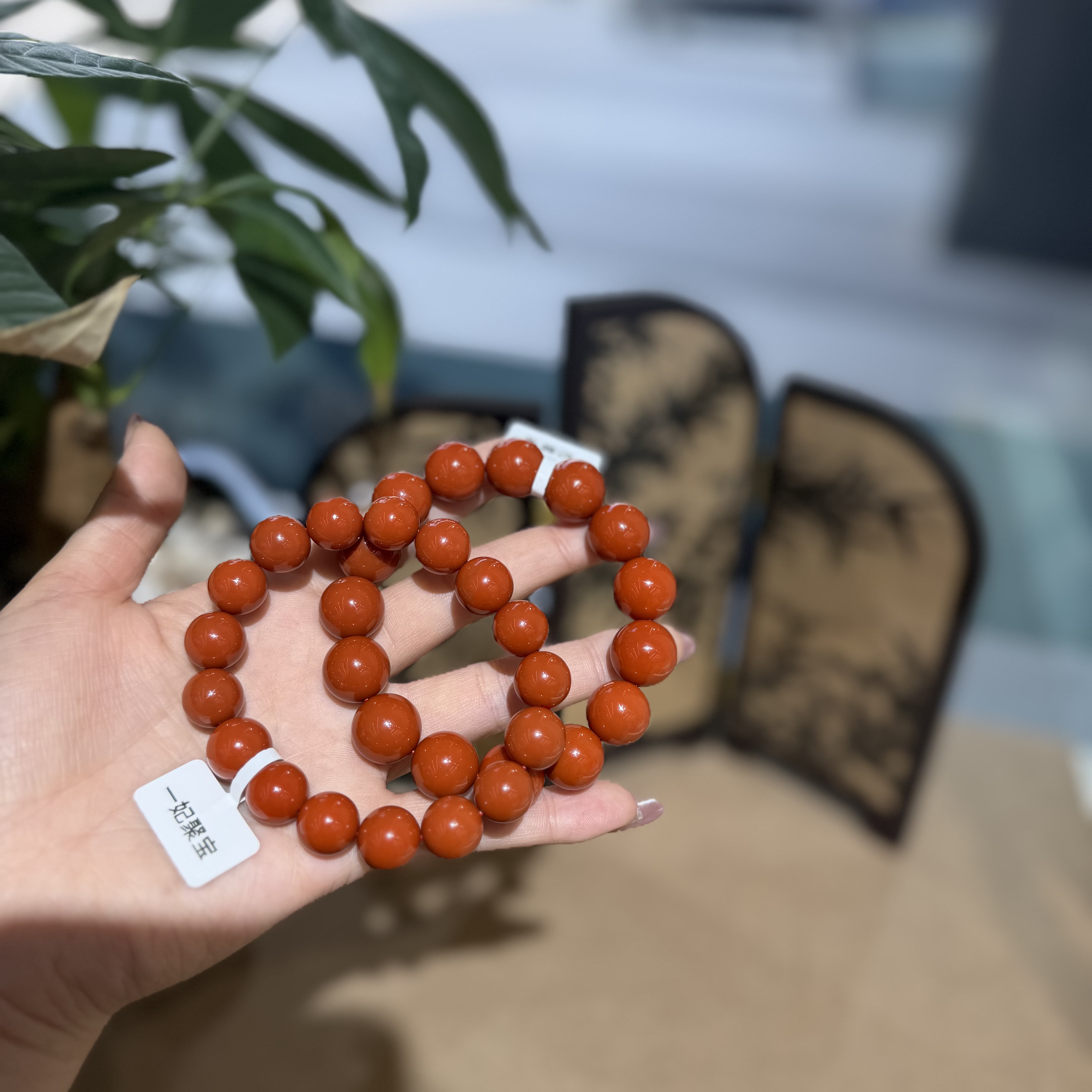 【一妃聚宝】天然南红手串12mm-15mm手链女简约优雅气质款手串手链女