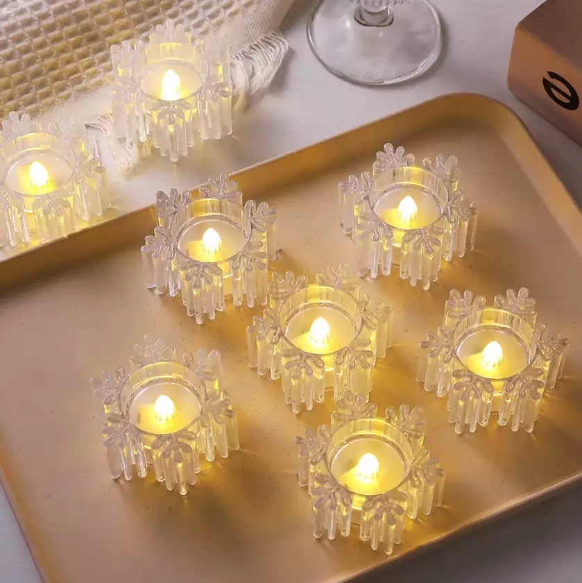 LED heart-shaped candle lamp, simulated electronic candle, five-pointed star candle, snowflake candle, festival home decoration lamp detail image 4