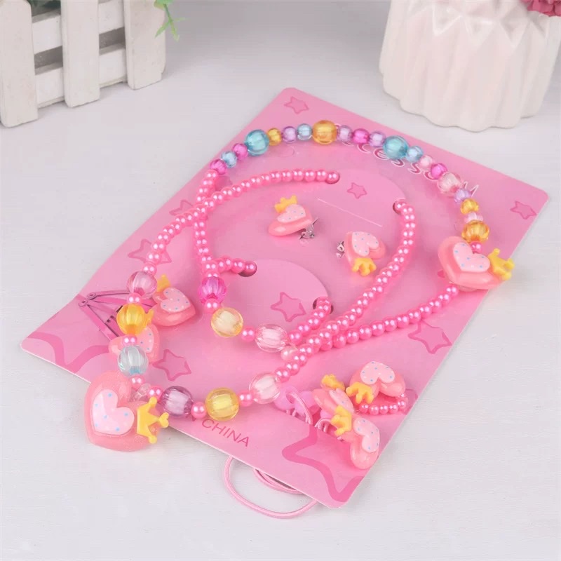 儿童首饰公主花朵项链手链套装发箍7件套装小女孩生日六一礼品详情图7