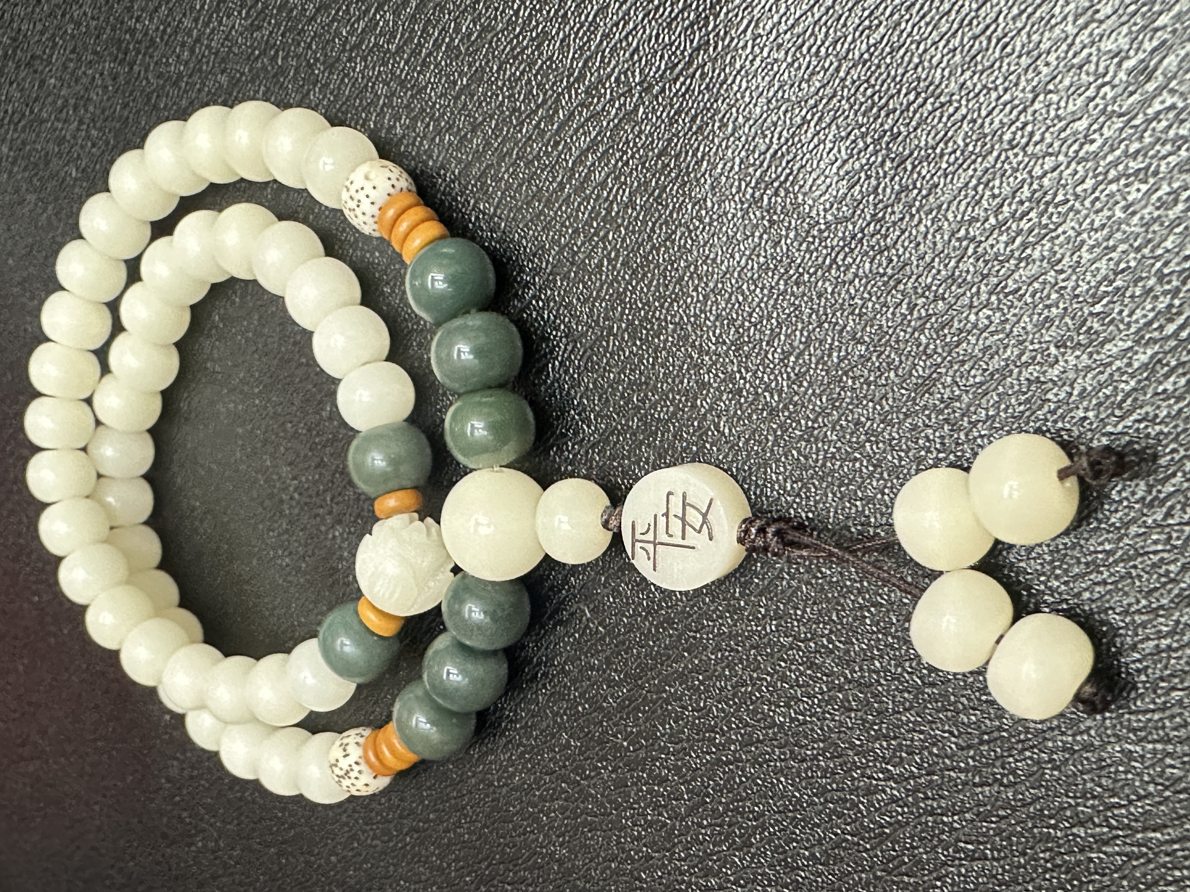 白玉菩提 双圈手持 双圈手串 绿菩提 平安 莲花  念珠