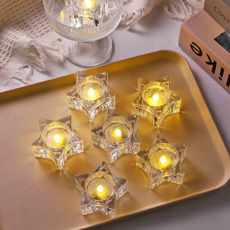 LED heart-shaped candle lamp, simulated electronic candle, five-pointed star candle, snowflake candle, festival home decoration lamp details Picture