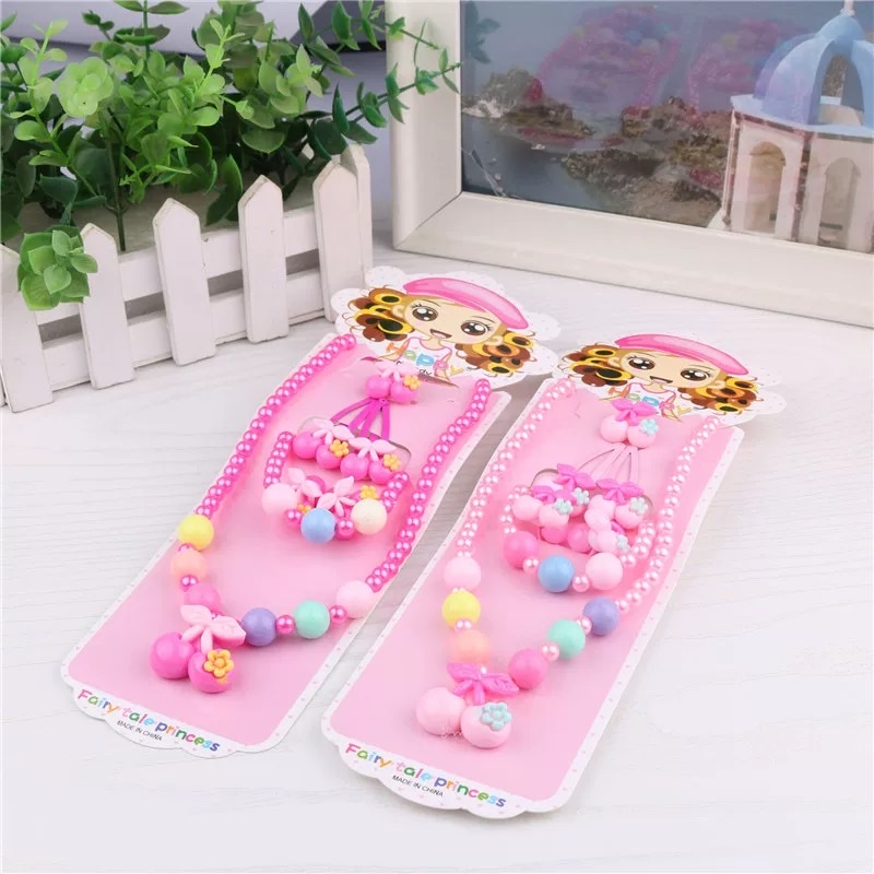 儿童项链韩版珍珠5件套项链手链戒指发夹头绳二元店公主女生礼物详情图6