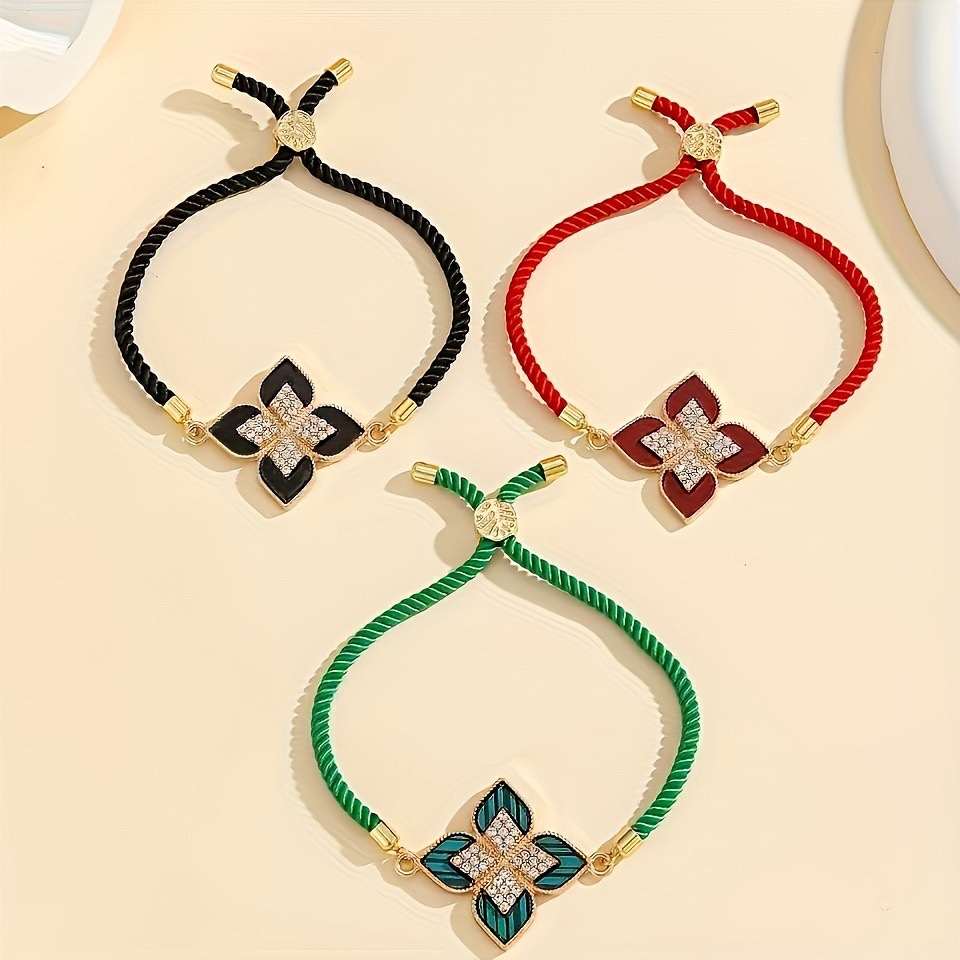 电商爆款幸运树四叶菱形设计编织绳时尚简约网红同款手链厂家货源 毛衣链项链女长款简约产品图