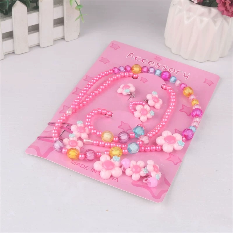 儿童首饰公主花朵项链手链套装发箍7件套装小女孩生日六一礼品详情图6