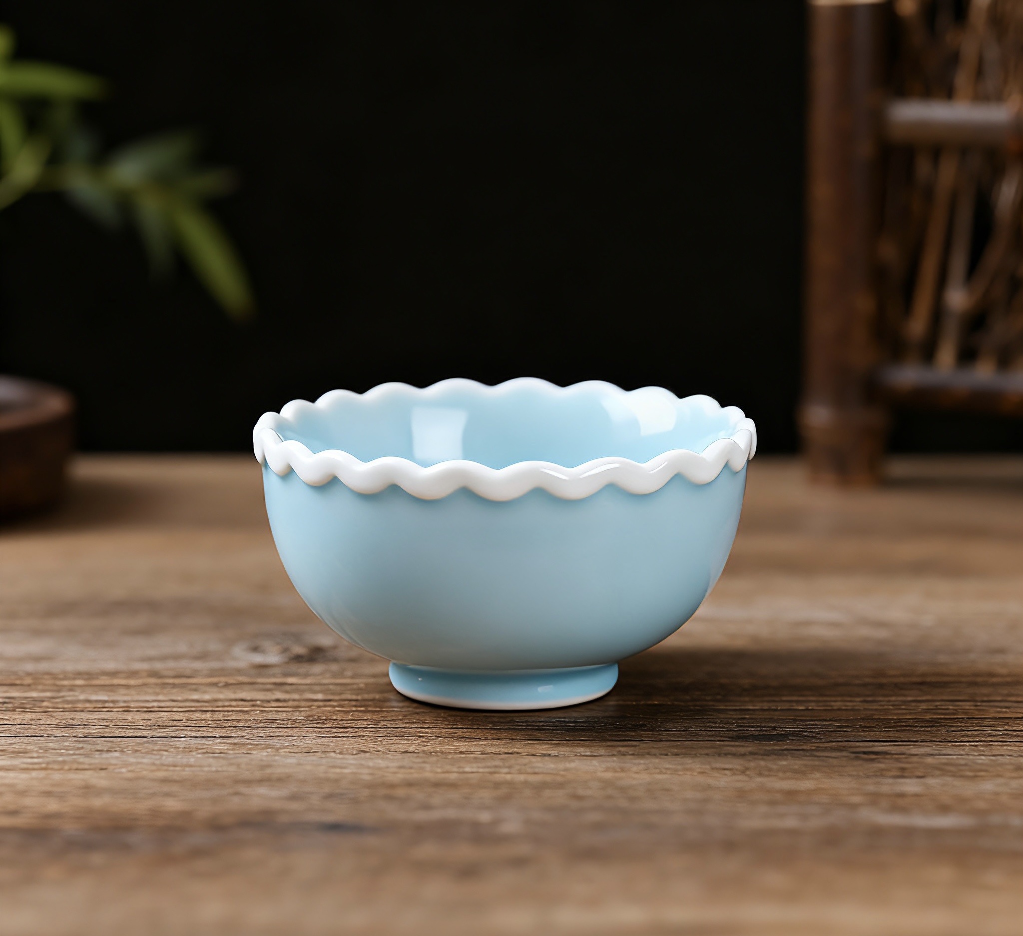 "Healing light Blue lace Bowl" Home ceramic small bowl, dessert salad bowl, single-person instant noodle bowl, cute tableware, ceramic, ceramic, ceramic, ceramic, ceramic Specification image