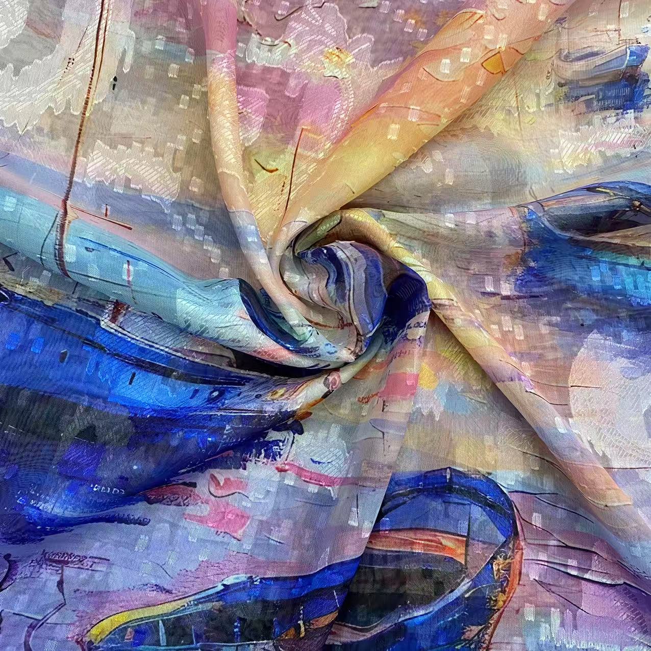 Chaoyang New Chinese-style national style versatile shawl and scarf Cut Flower Long Scarf 70*180 detail image 3