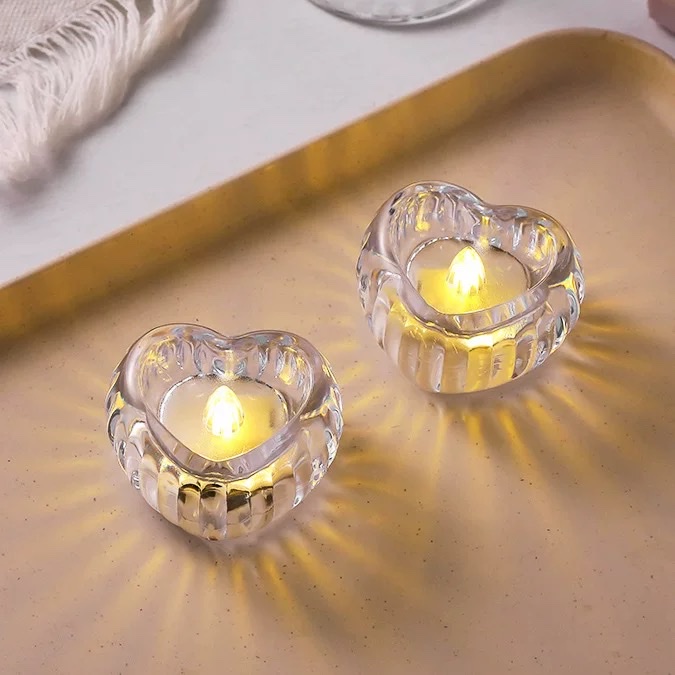 LED heart-shaped candle lamp, simulated electronic candle, five-pointed star candle, snowflake candle, festival home decoration lamp detail image 3