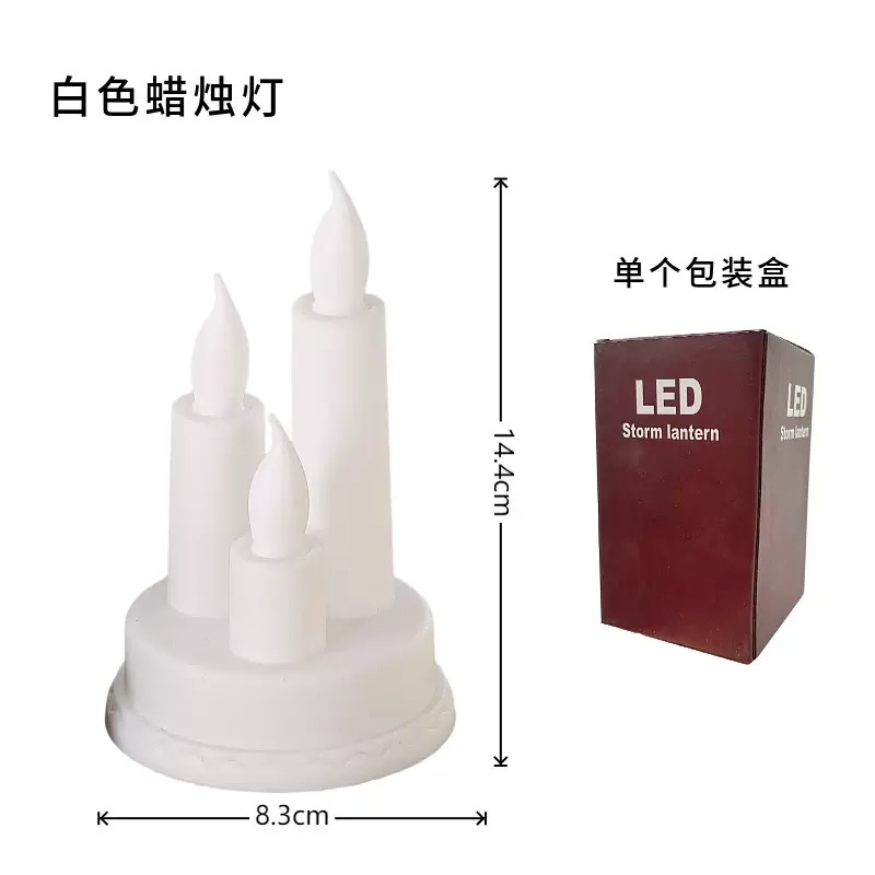 Cross-border retro three-headed candlestick led electronic candle acrylic cup wax romantic wedding Christmas decorative atmosphere light Item Picture