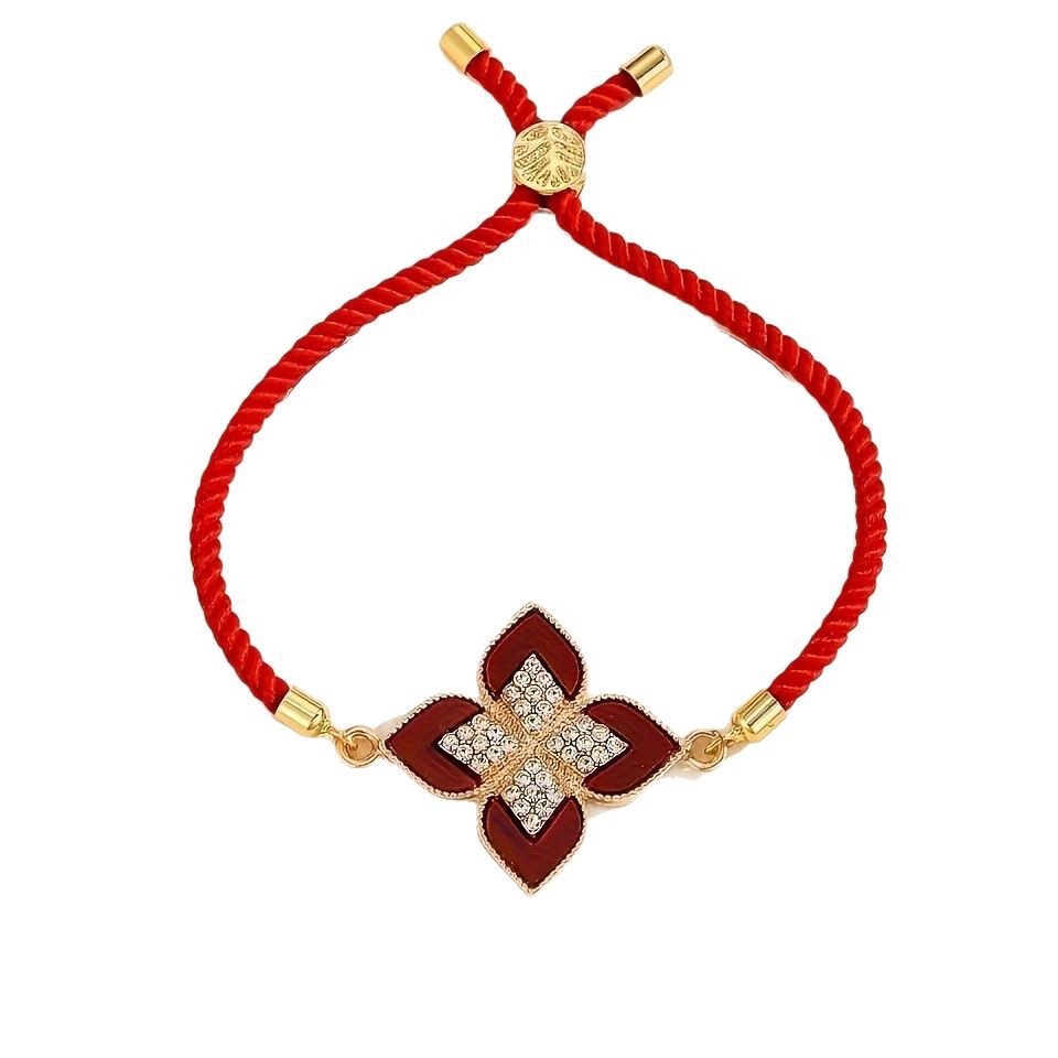 电商爆款幸运树四叶菱形设计编织绳时尚简约网红同款手链厂家货源 毛衣链项链女长款简约