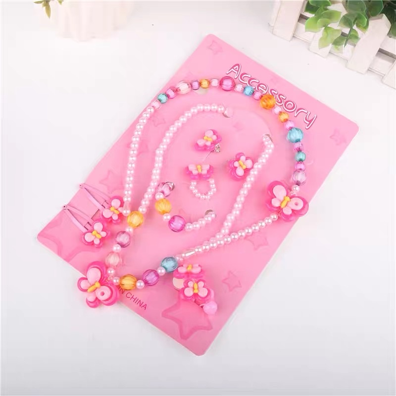 儿童首饰公主花朵项链手链套装发箍7件套装小女孩生日六一礼品详情图4