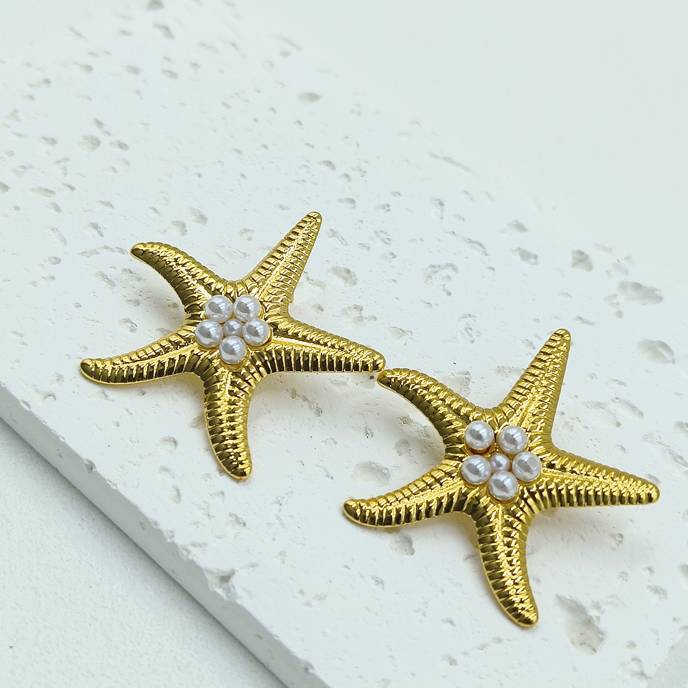 不锈钢饰品海星珍珠款耳环