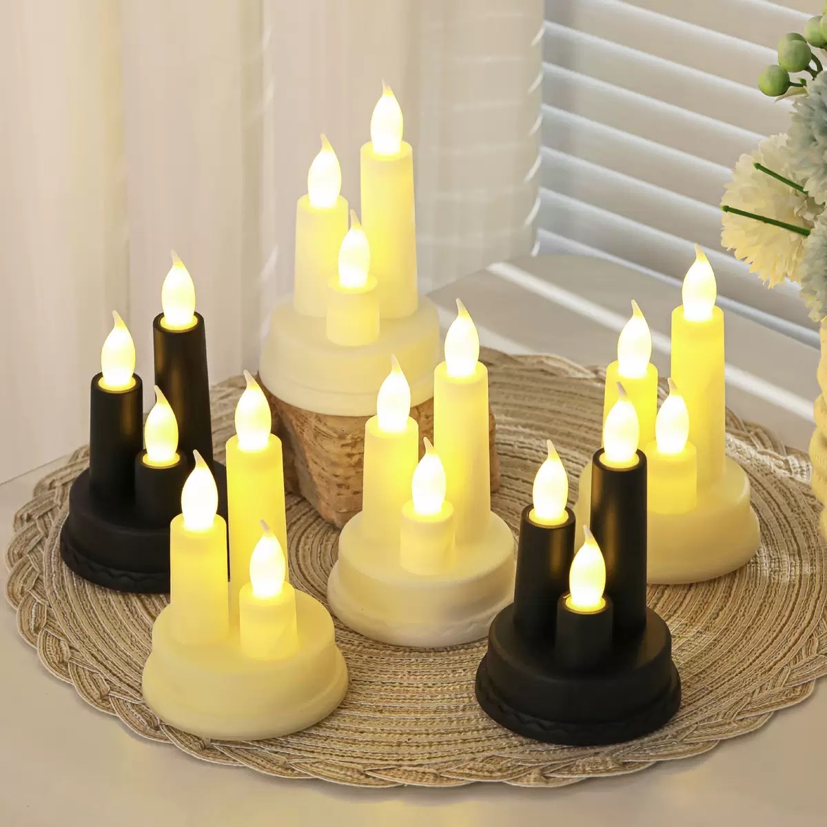 Cross-border retro three-headed candlestick led electronic candle acrylic cup wax romantic wedding Christmas decorative atmosphere light Cross-border retro three-headed candlestick led electronic candle acrylic cup wax romantic wedding Christmas decorative atmosphere light