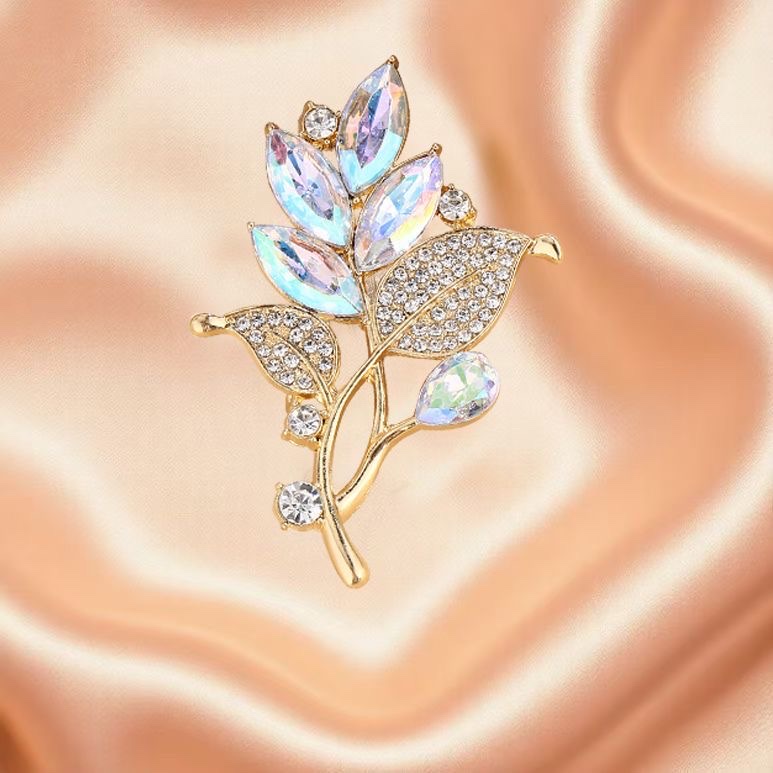 时尚女士水晶树叶胸服装装饰韩版收腰胸针配饰简约百搭详情图4