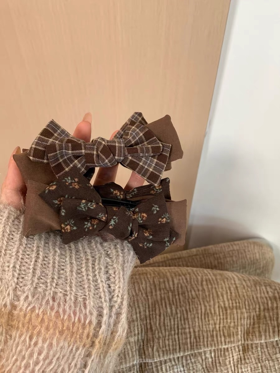 New floral double-layer bow banana clip for women's autumn and winter atmosphere, high-end back head clip, duckbill clip, children's hair clip and hair accessory details Picture