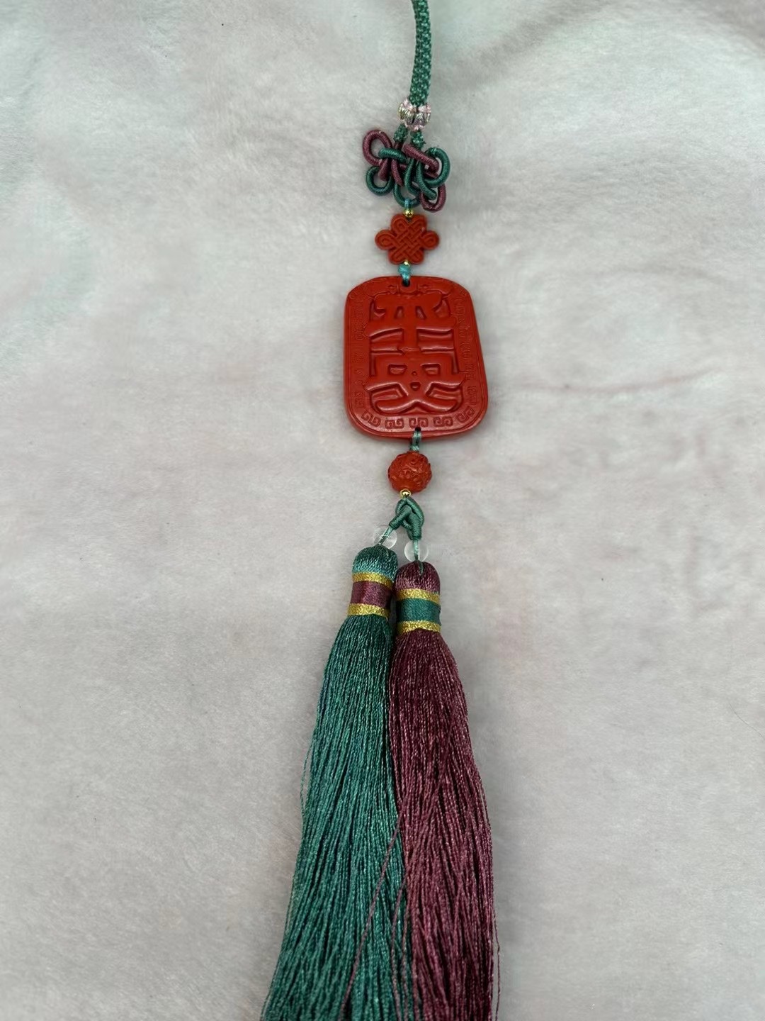 Cinnabar gourd car hanging, hand-woven peace knot, car hanging decoration, auspicious pendant Specification image