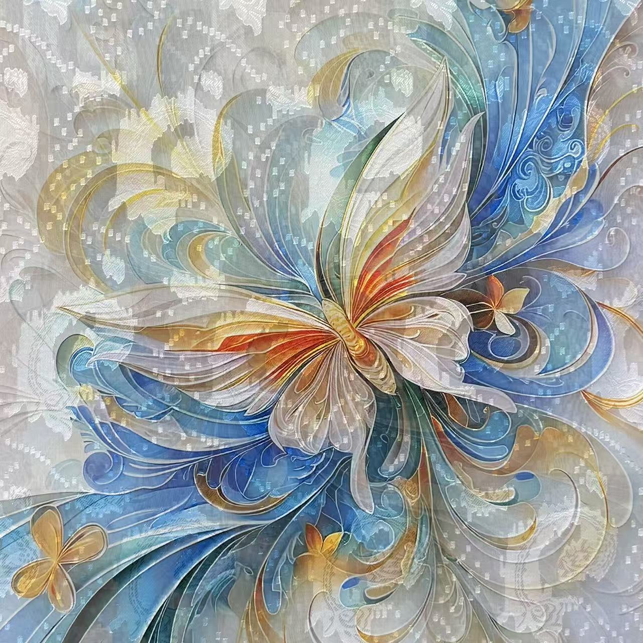 Colorful Butterfly New Chinese-style National style versatile shawl and scarf Cut Flower Long Scarf 70*180 detail image 2