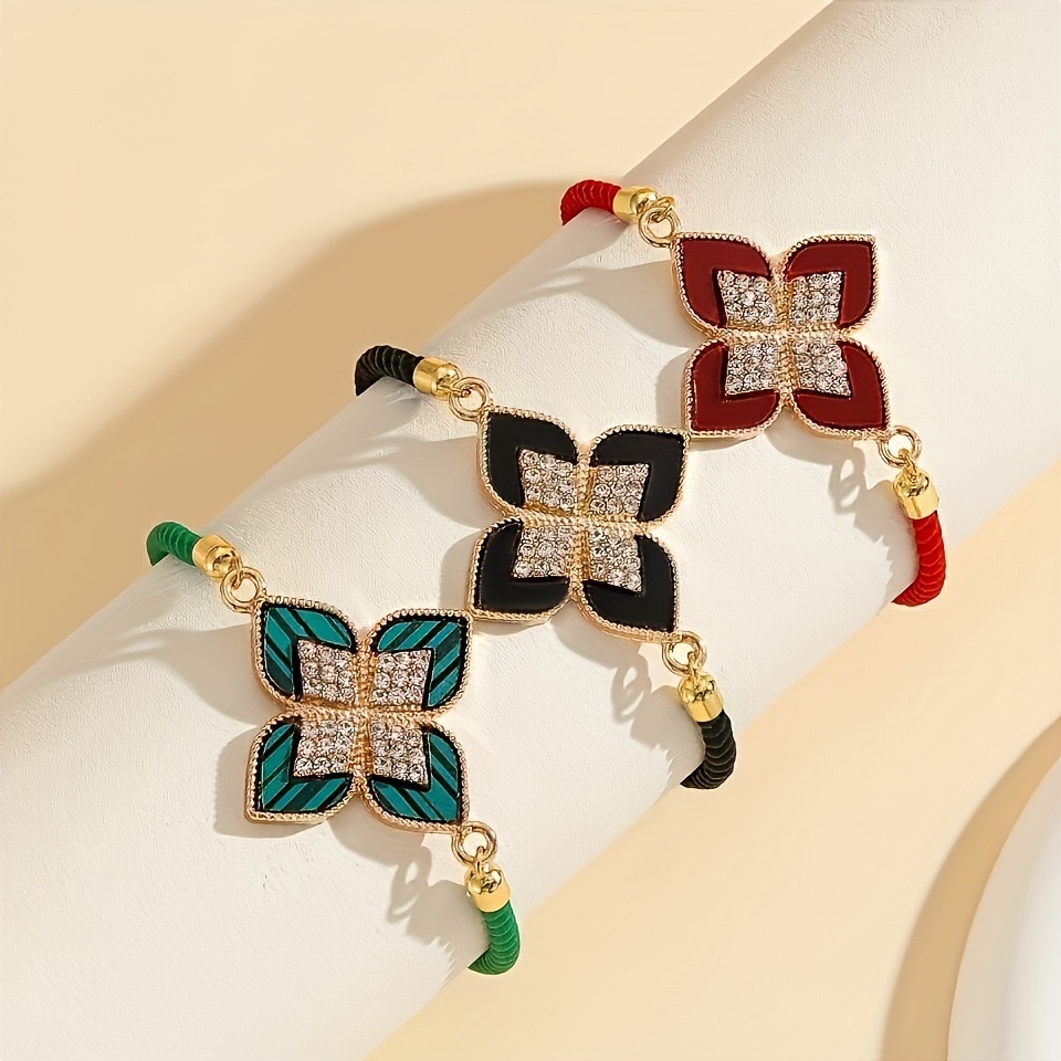 电商爆款幸运树四叶菱形设计编织绳时尚简约网红同款手链厂家货源 毛衣链项链女长款简约细节图