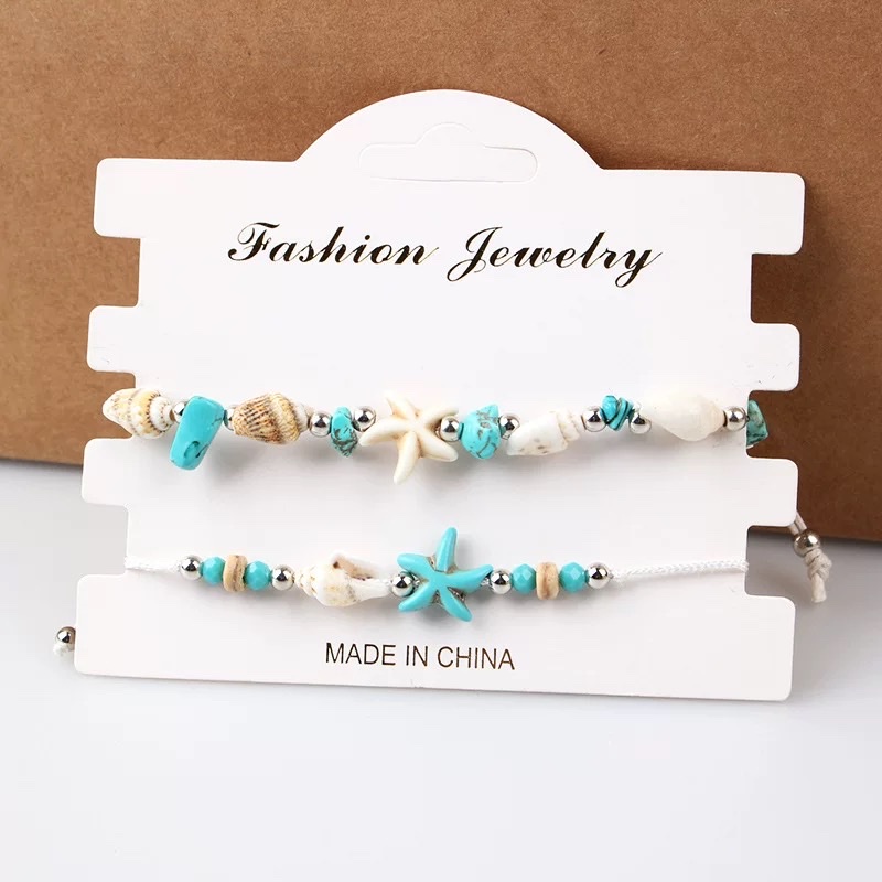 跨境欧美波西米亚贝壳海星编织抽拉手链 ins夏季沙滩海洋度假手链首饰首饰产品图