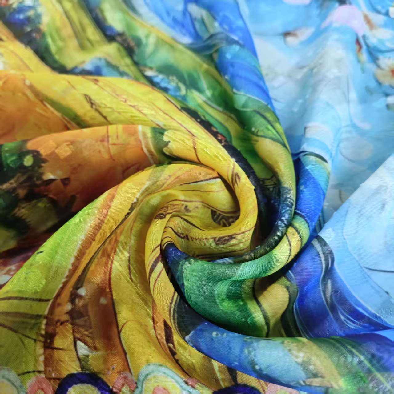 Apricot Blossom Branch New Chinese-style national style versatile oil painting style shawl Cut Flower long scarf 70*180 detail image 3