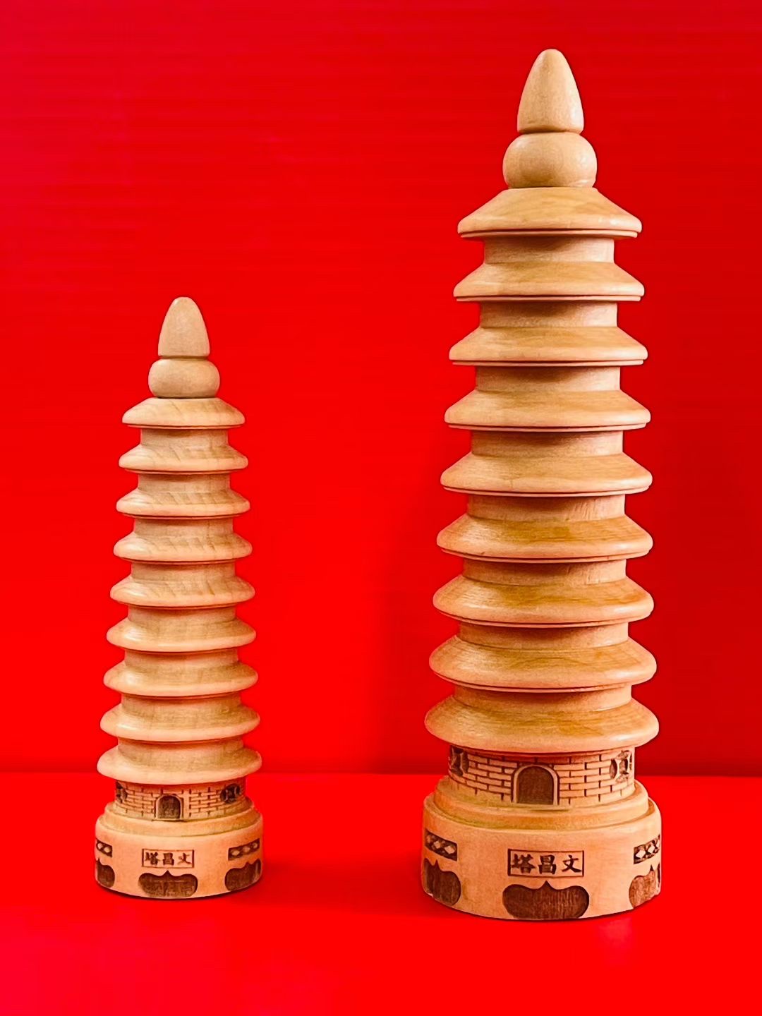 桃木圆形文昌塔宗教用品风水吉祥物细节图