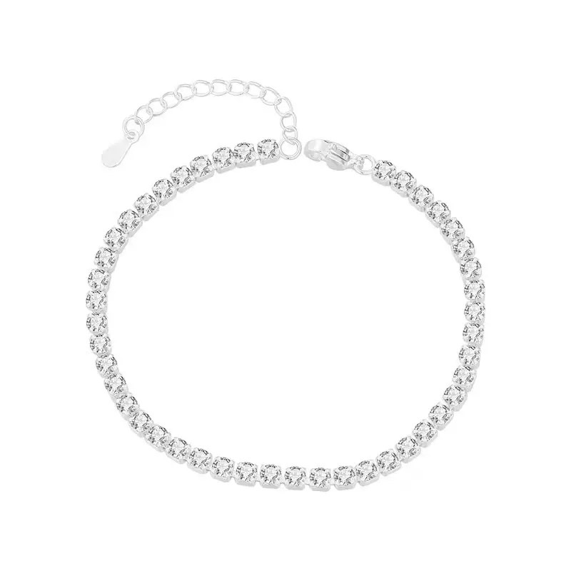 s925 sterling silver versatile sparkling Zircon round bead bracelet, elegant and niche accessory, simple small diamond jewelry accessory details Picture