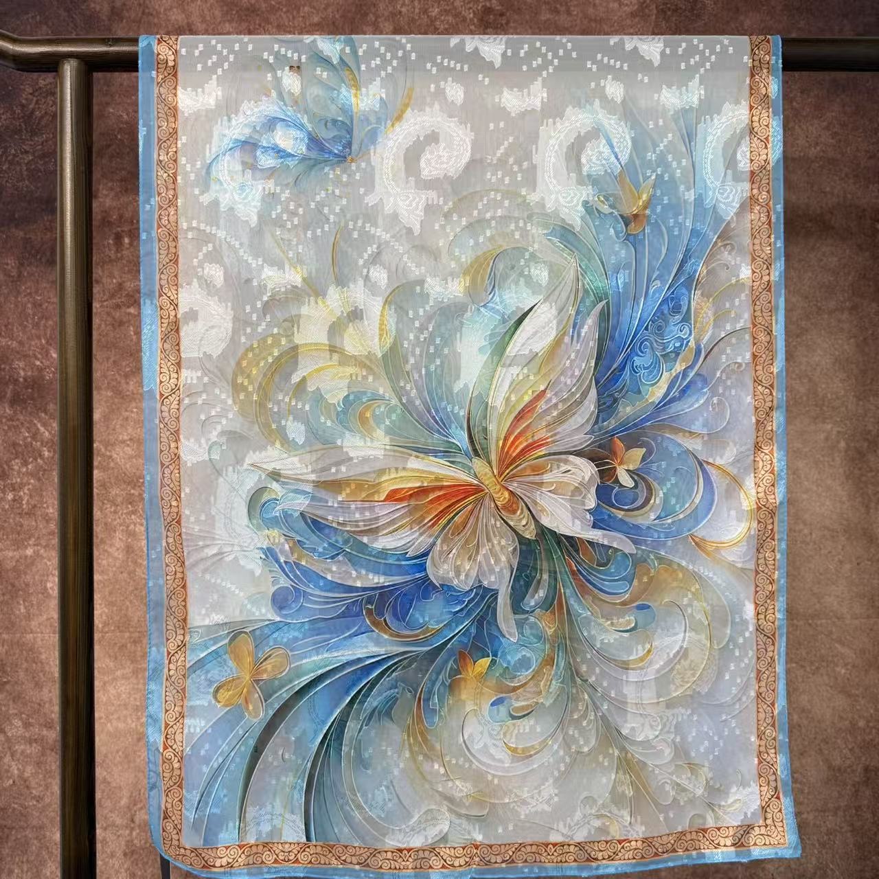 Colorful Butterfly New Chinese-style National style versatile shawl and scarf Cut Flower Long Scarf 70*180