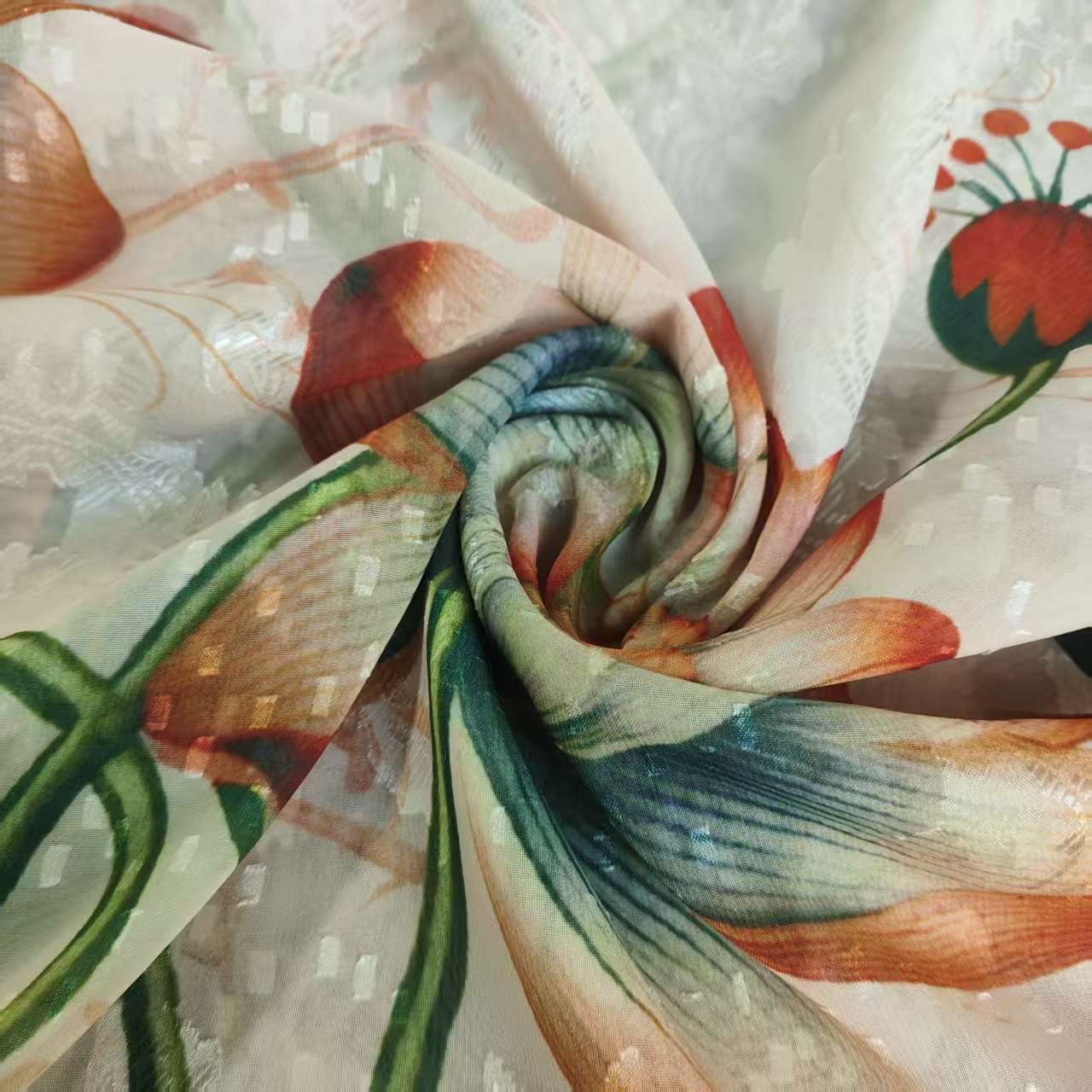 Red Lotus New Chinese-style national style versatile shawl and scarf Cut Flower Long Scarf 70*180 Specification image