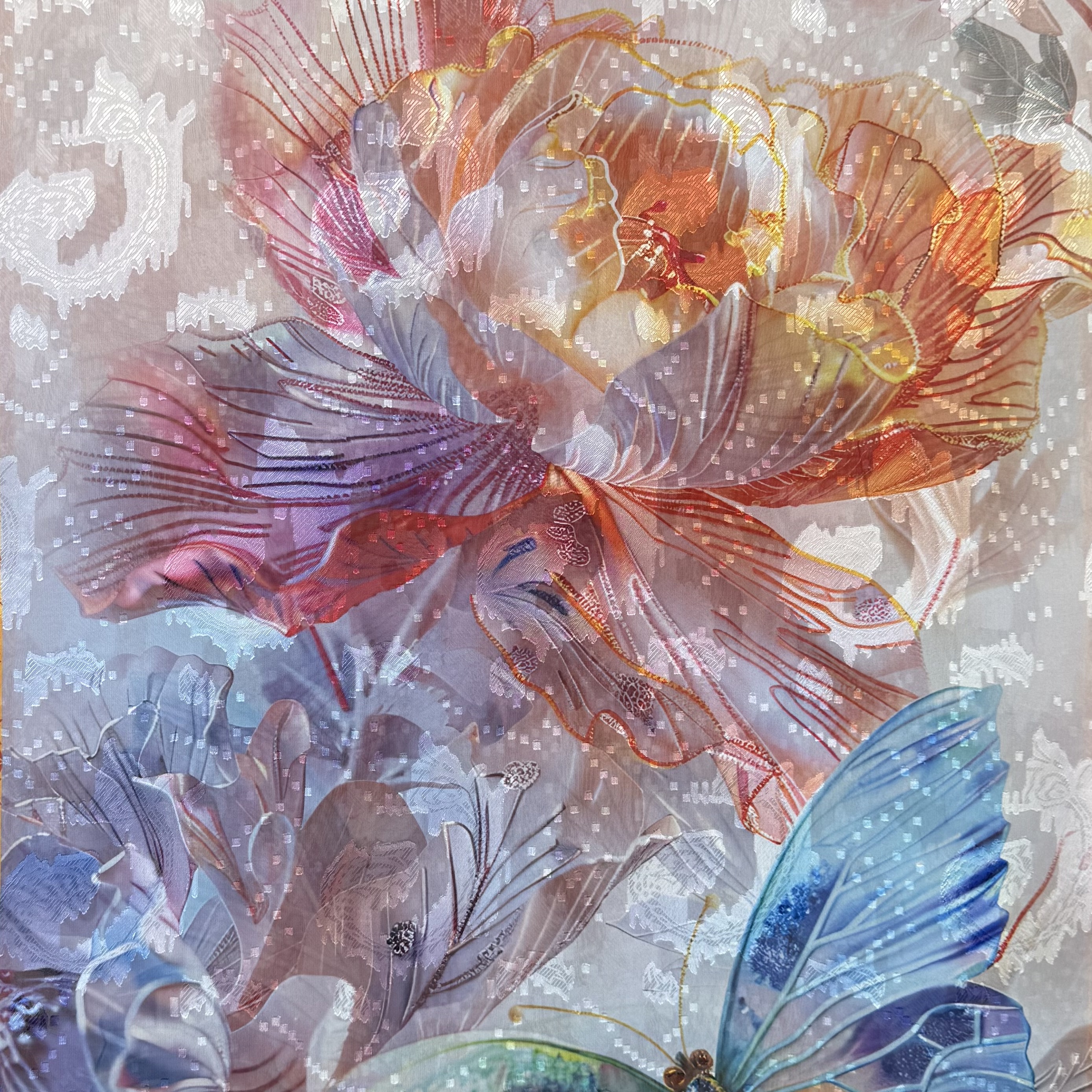 Flower Butterfly New Chinese-style national style versatile shawl and scarf Cut Flower Long scarf 70*180 details Picture