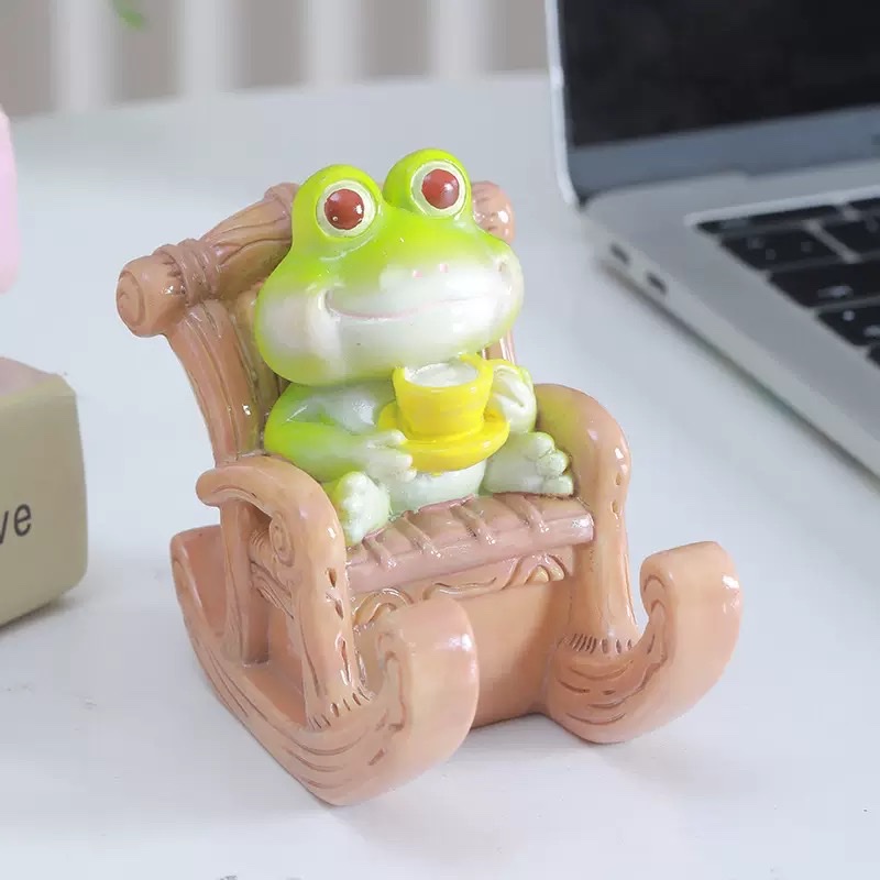 New frog rocking chair, cute animal phone stand, desktop office creative gift, home decoration small ornament Item Picture