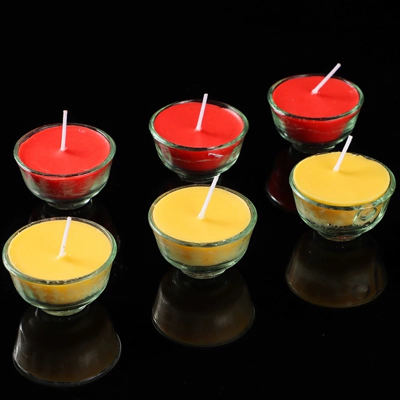 Butter lamp, 4 hours, 100 pieces, offering lamp in front of Buddha, long-burning lamp, offering butter lamp to Buddha, smokeless butter candle, 100 pieces, 8 hours, teacup candle, butter lamp, plant smokeless and odorless, offering to Buddha, glass bowl, butter details Picture