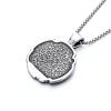 European and American retro pendant pendant figure holding a child, niche light luxury round plate commemorative medal titanium steel necklace, men's stainless steel necklace Item Picture