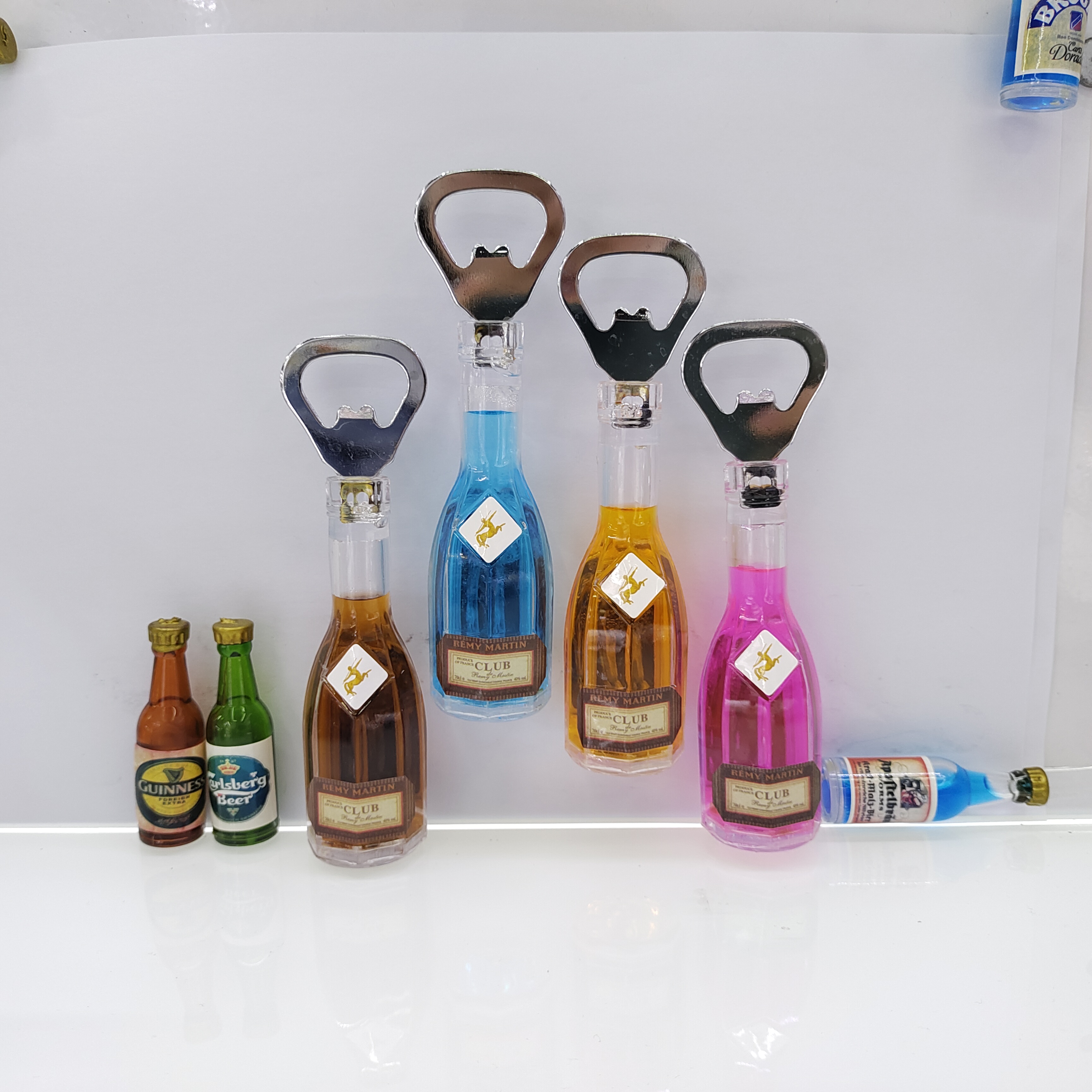 Refrigerator sticker bottle opener, simulated wine bottle refrigerator sticker, bar fun decoration, home decoration advertising promotion event gift Specification image