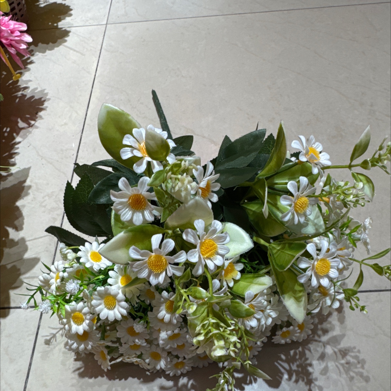 18头小白菊仿真花河北春天花园要掃墓用的塑膠花仿真花硅胶人造花详情图3