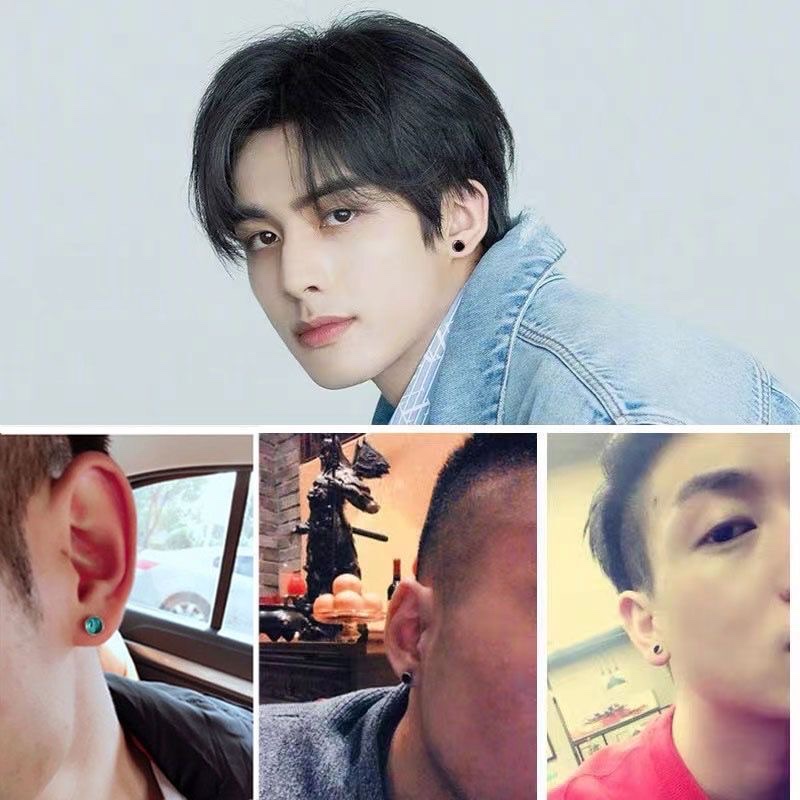 Great Wall pattern pure silver earrings for men, 2025 new trendy single earrings for women, trendy and individual men's style, internet-famous stud earrings, men's accessories, stud earrings, hip-hop accessories, silver earrings Application Scenario