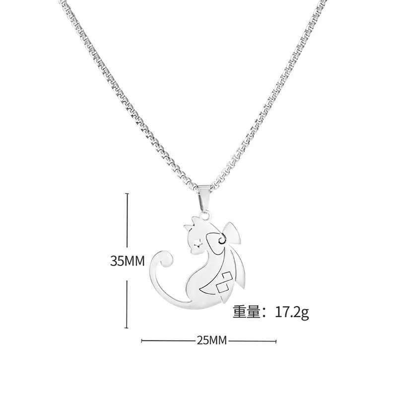 Cat couple pendant set, fashionable couple necklace, cute and fun couple gift accessory details Picture