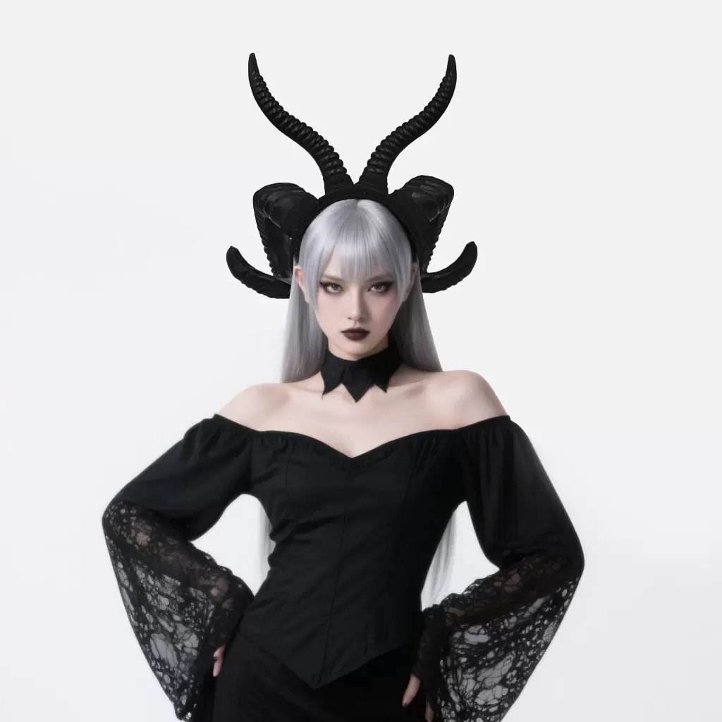 万圣节牛角发箍跨境热卖鬼节派对装扮红色恶魔头饰牛耳朵头箍发卡 细节图