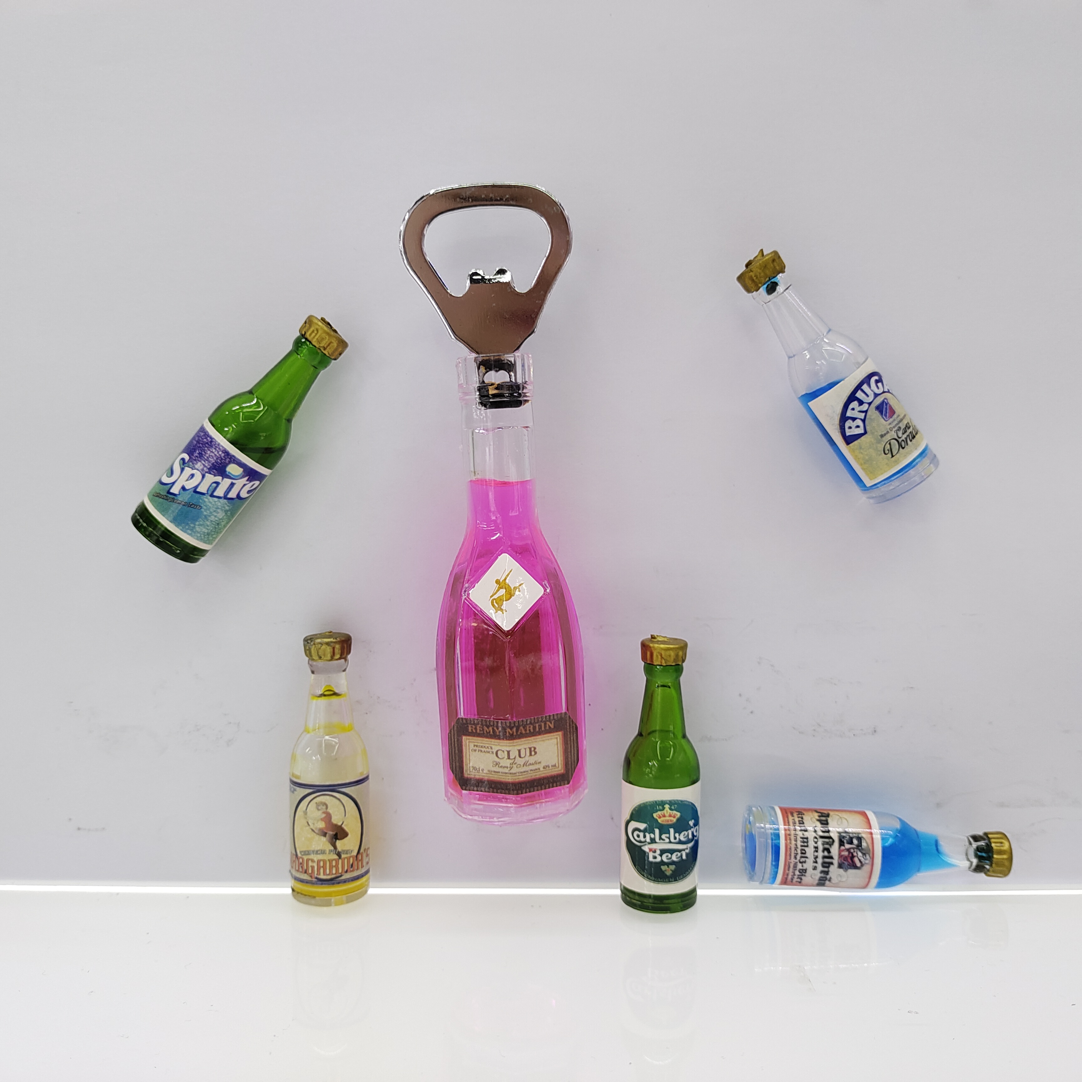 Refrigerator sticker bottle opener, simulated wine bottle refrigerator sticker, bar fun decoration, home decoration advertising promotion event gift detail image 2