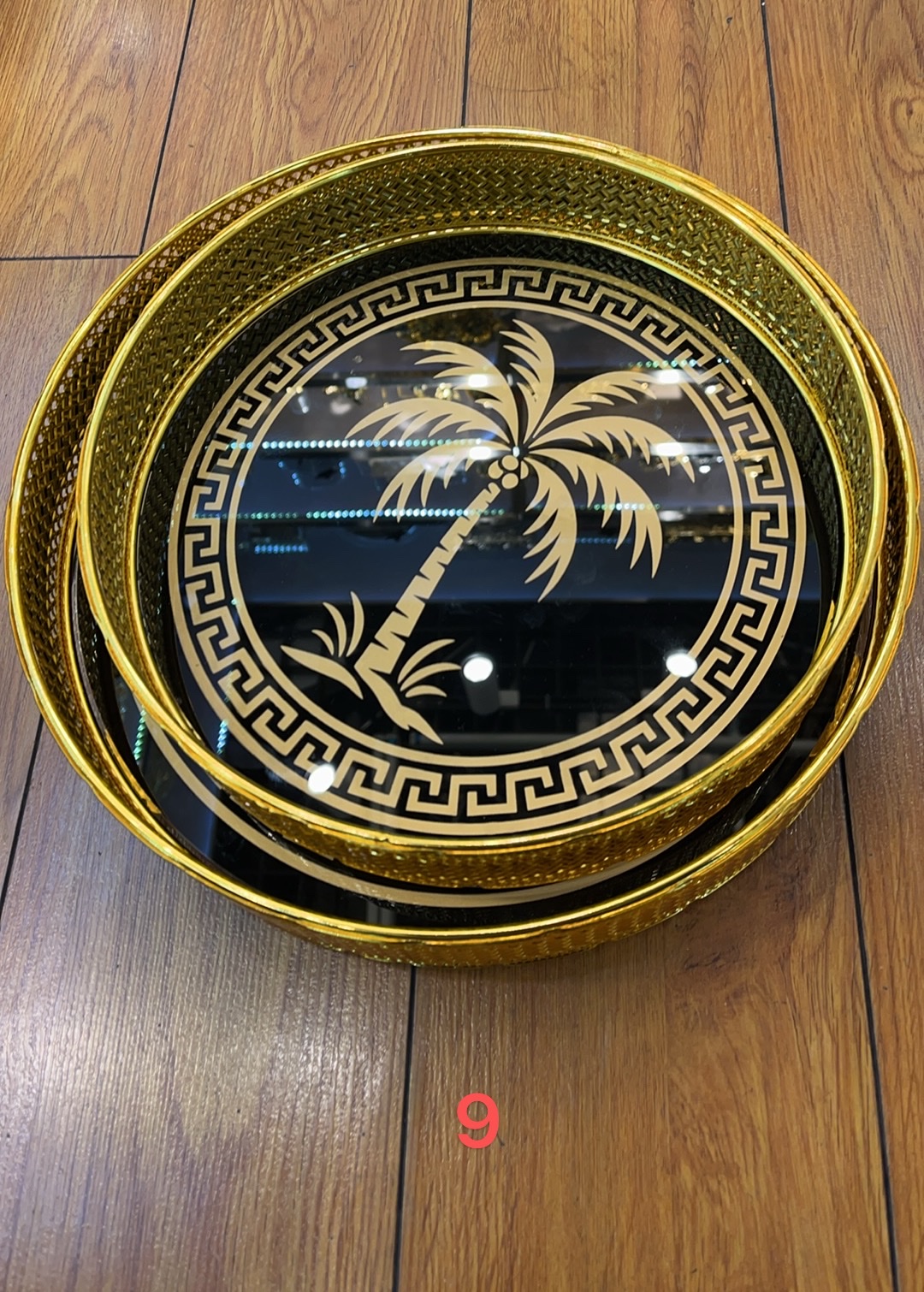 出口商品，一箱12套，彩盒包装，民族风印花亚克力干果盘水晶玻璃托盘收纳盘定制logo马口铁盘子托盘