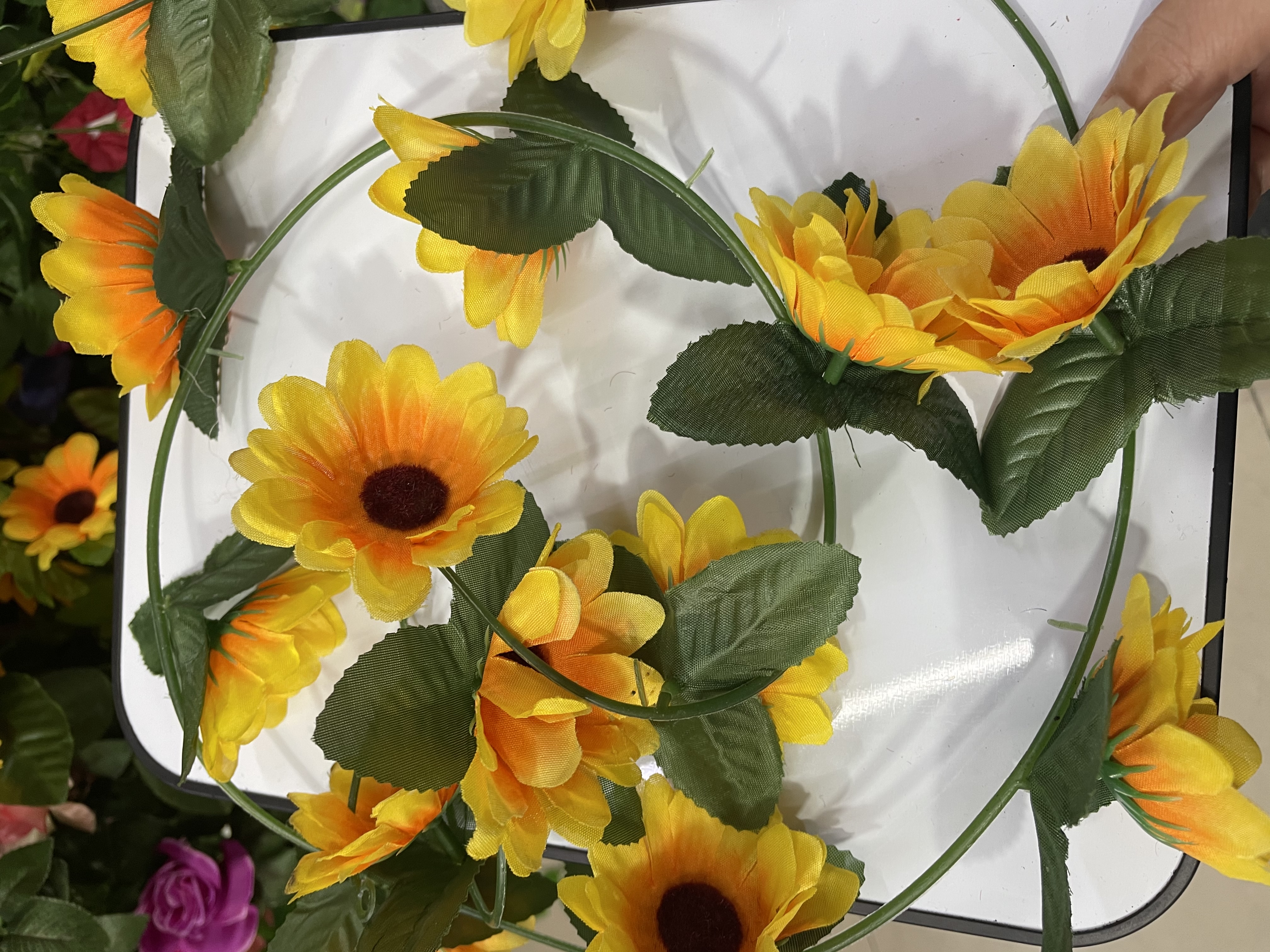 2.2米向日葵藤条，森系仿真花，2022春天花园，绢花花头，假花装饰摆件，26头太阳花藤条，仿真植物