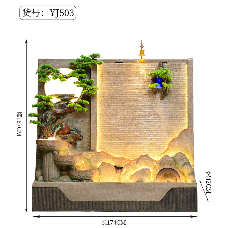 Resin flowing water bonsai, atomized artificial rockery, flowing water curtain wall screen, air humidifier, resin flowing water courtyard water curtain, garden decoration, courtyard decoration screen, garden stone carving screen, courtyard decoration, garden decoration Item Picture