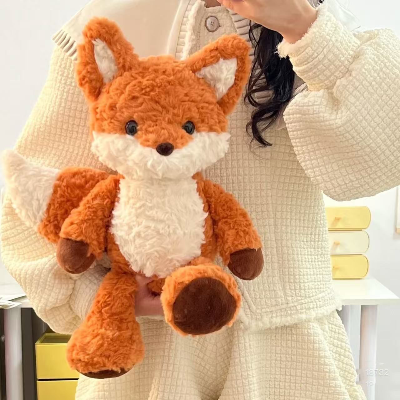 Cute fox plush toy, Running doll doll, girls' bed children's comfort doll, birthday gift for Qixi Festival Item Picture